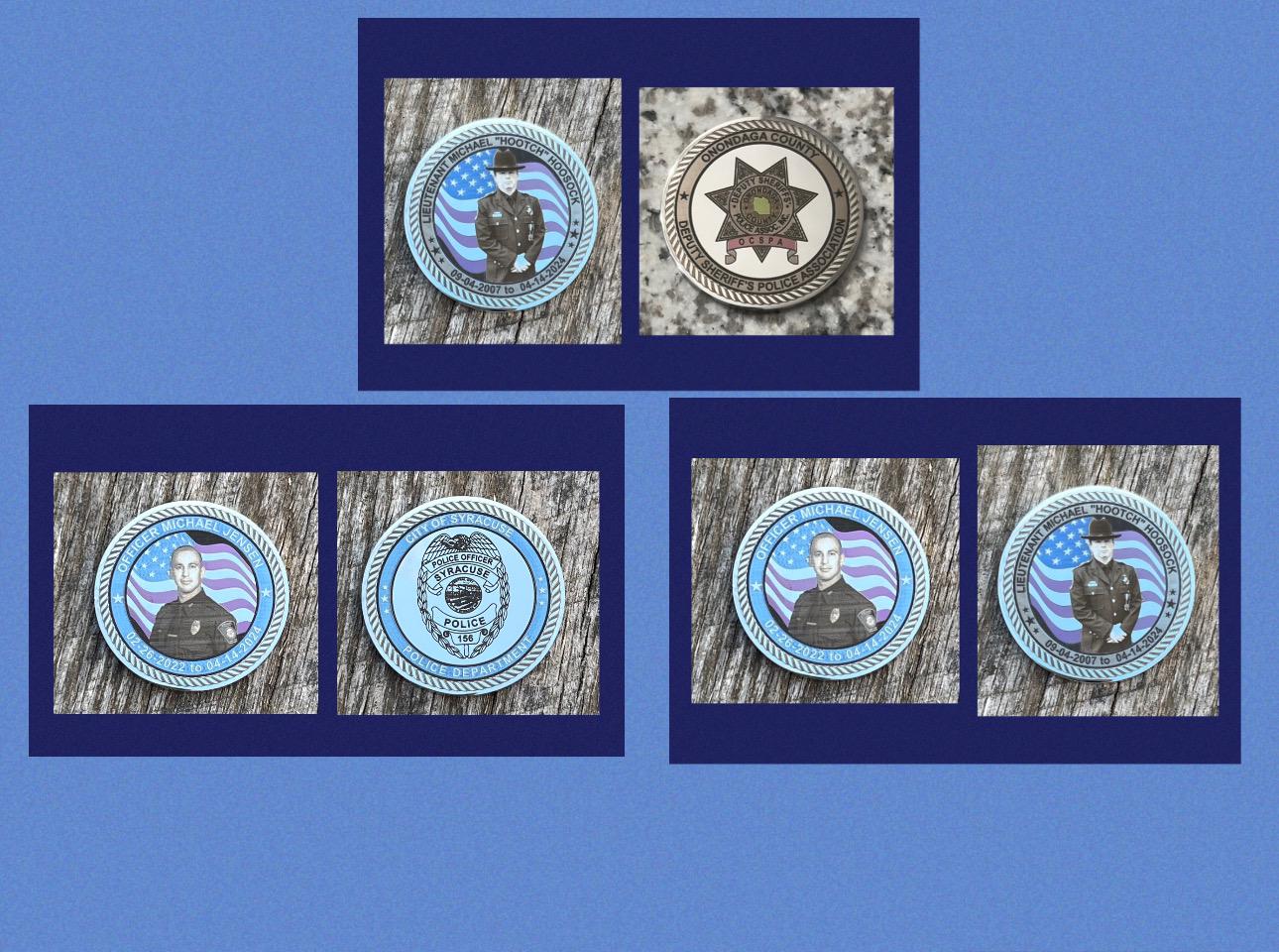 Memorial Challenge Coin for fallen Onondaga County Sheriff Lieutenant Michael Hoosock and Syracuse Officer Michael Jensen.
