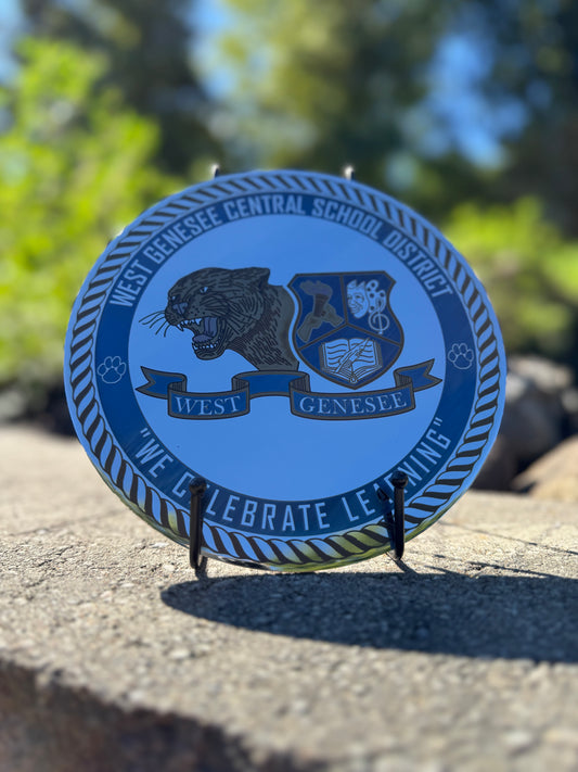 3D 8'' Custom Stainless  Challenge Coin/PLATE for West Genesee Football