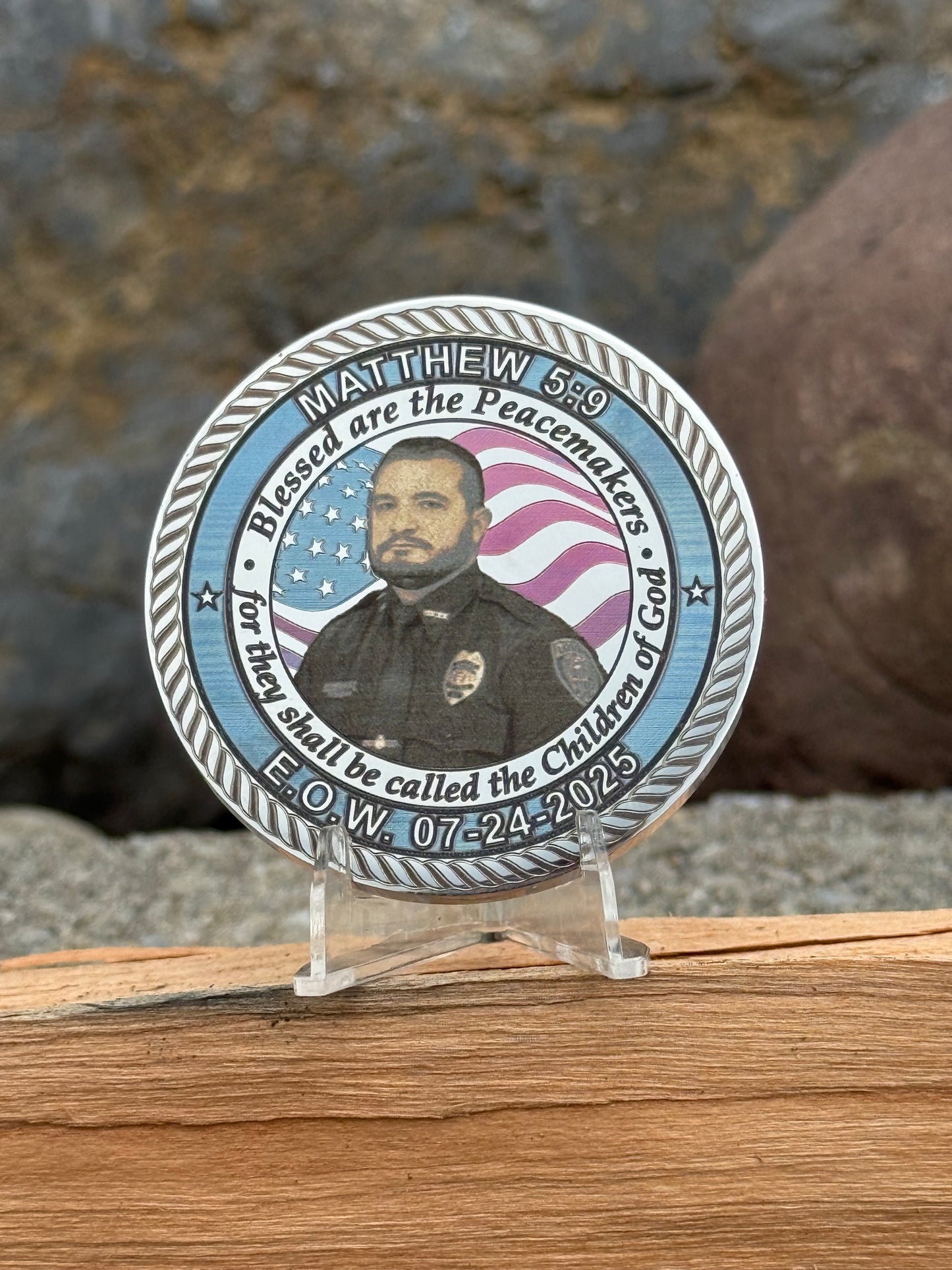 2" Custom Stainless Steel (50mm) Challenge Coin for Police Officer Phillip Wagner