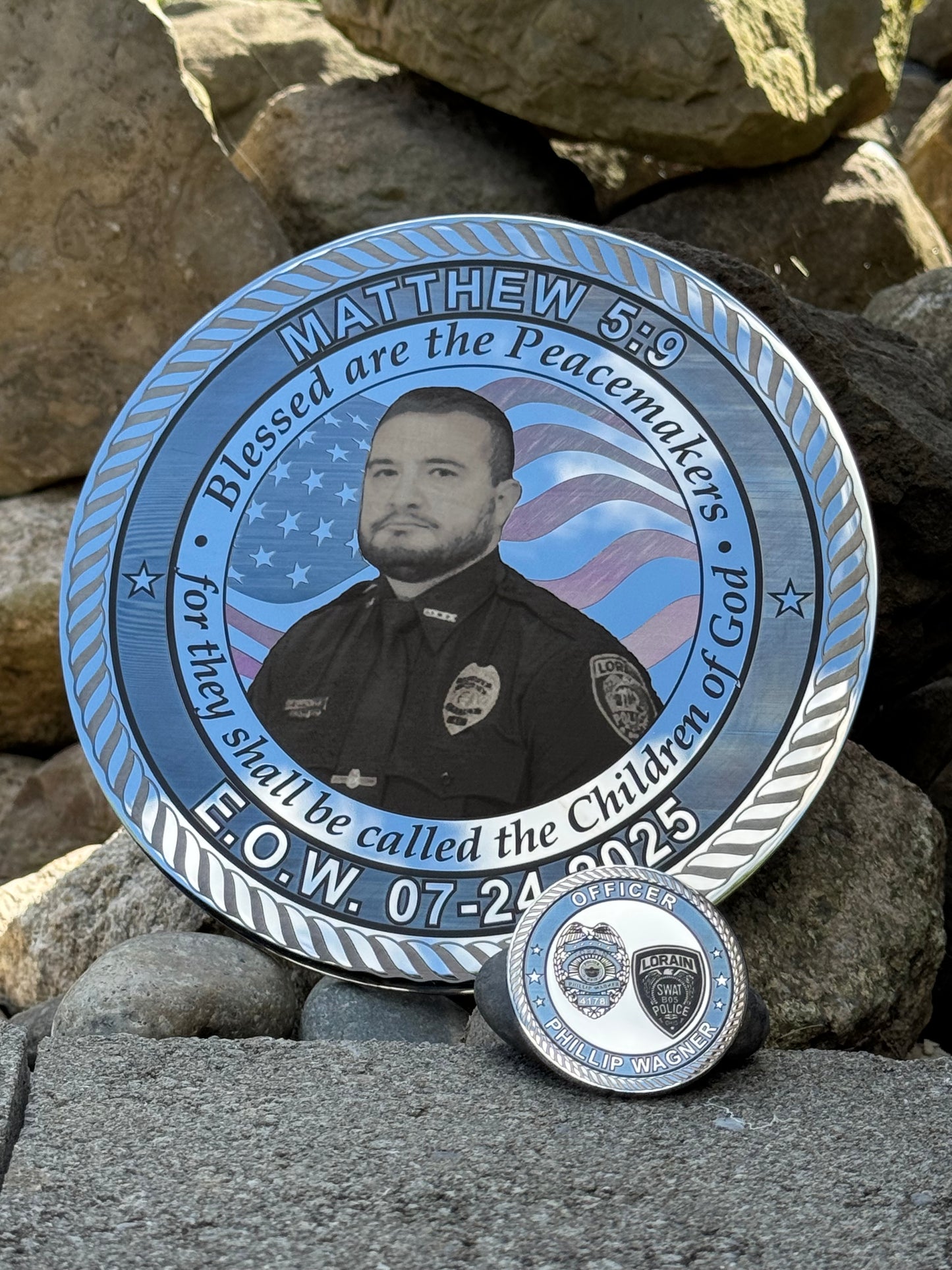 2" Custom Stainless Steel (50mm) Challenge Coin for Police Officer Phillip Wagner