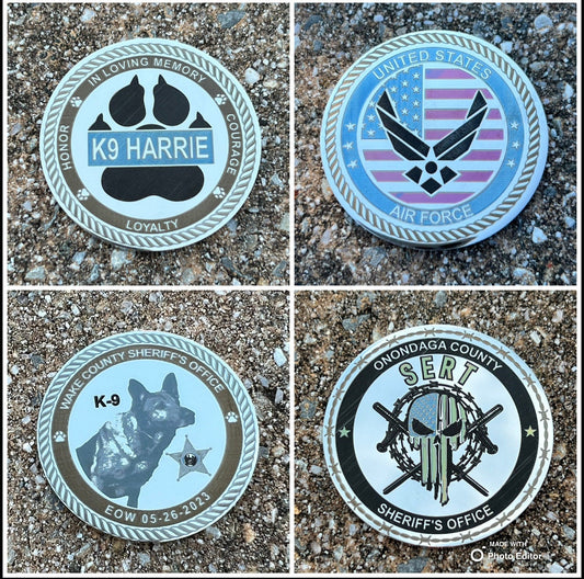 Custom Stainless Steel 2” (50mm) Challenge Coin for Police, Military, EMS, Fire, or any Special Occasion