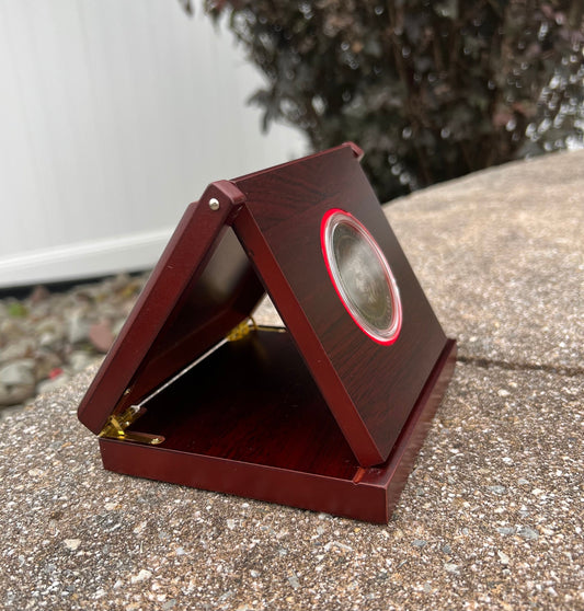 Single Challenge Coin Wood Display Case for 2" Coin