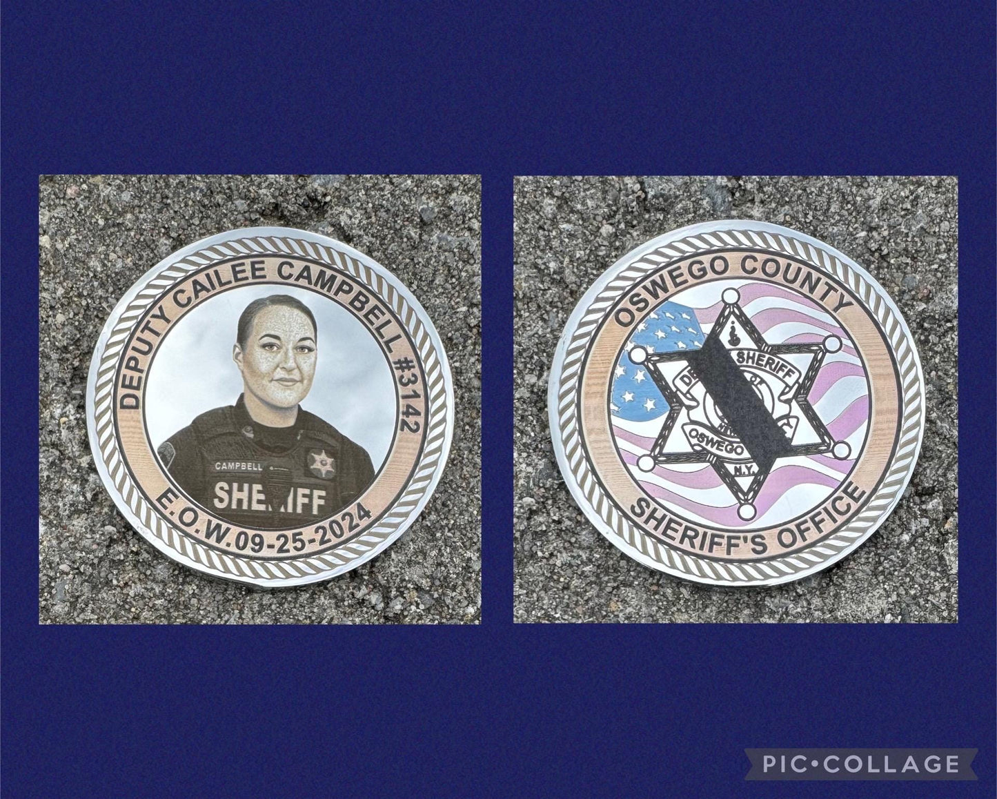 Memorial Challenge Coin for fallen Oswego County Sheriff Deputy Cailee Campbell